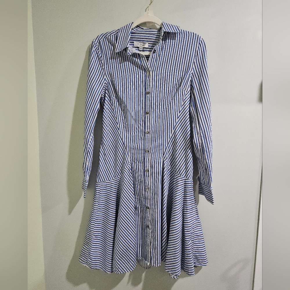 Derek Lam Striped Button Down Collared Shirt Dres… - image 3